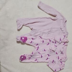 Carter's Light Pink Footed One-Piece Sleepers with Flamingo Print - Pack of 2
